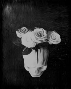 Roses-in-Skull-Vase